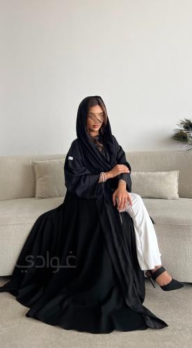 عباية عيد سوداء دبل كلوش بقماش ليمار والجاكار - 11...