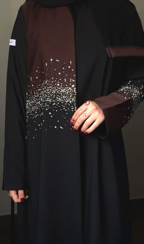 عباية عيد بقماش باربي بني وأسود ربع كلوش مع شك فاخ...