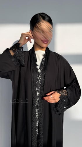 عباية عيد بلاك بيري بقصة مستقيمة و دانتيل-11281