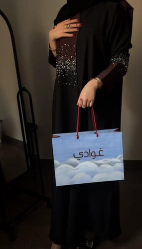 عباية عيد بقماش باربي بني وأسود ربع كلوش مع شك فاخ...