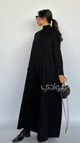 عباية عيد ليمار A LINE بتصميم أنيق وربطة جانبية -...