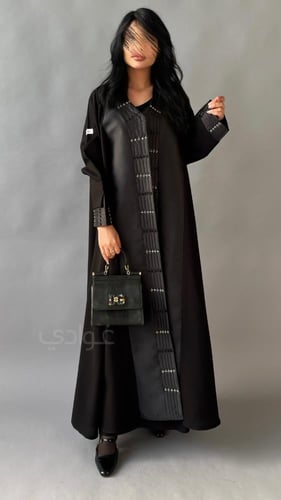 عبايية عيد سوداء كلوش كامل بقماش ليمار و بتداخل ال...