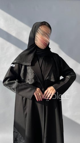 عباية عيد سوداء يومية بتداخل الجاكار- 11210