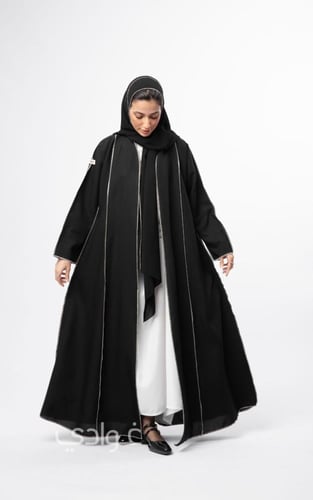 عباية + فستان تحت العباية باللون الابيض - 11080