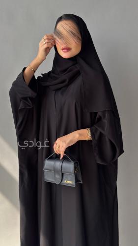 عباية بشت سوداء بقصة الفراشة بقماش ليمار- 11119