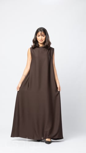 فستان باللون البني تحت العباية بقماش البلاك بيري-...