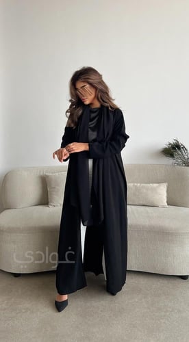 ‎عباية سوداء يومية بقماش ألف ليلة وليلة - 11121