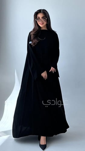 عباية سوداء كلوش حراير صيفي- 11235