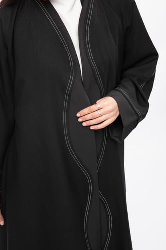 عباية ربع كلوش بتطريز مموج من الامام - 11069