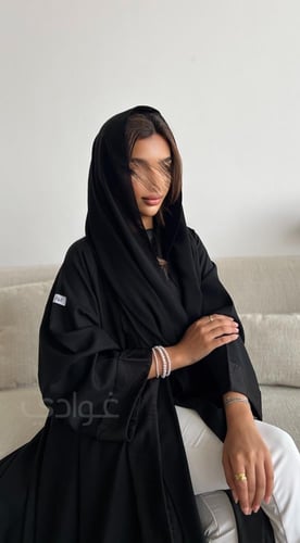 عباية عيد سوداء دبل كلوش بقماش ليمار والجاكار - 11...