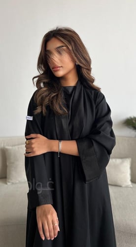 عباية عيد سوداء دبل كلوش بقماش ليمار والجاكار - 11...