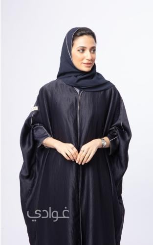 عباية بشت كحلي بقصة الفراشة بقيطان باللون الرمادي-...