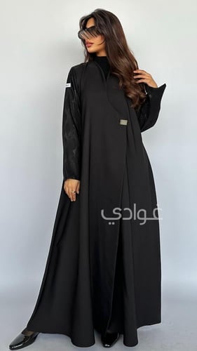 عباية عيد سوداء بأكمام من الجاكار- 11212