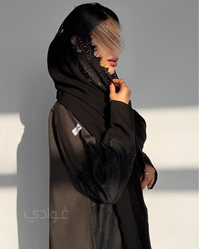 عباية عيد ليمار بني وأسود ربع كلوش بدانتيل فاخر-11...