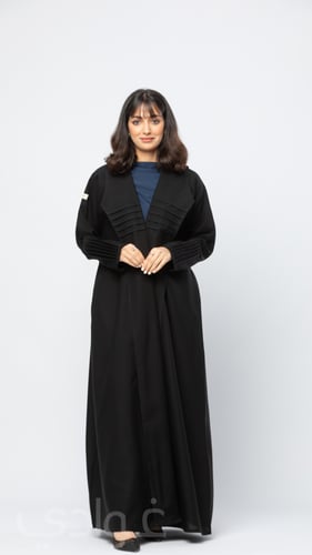 عباية نصف كلوش سوداء بقصة رسمية واكمام بكسرات- 110...