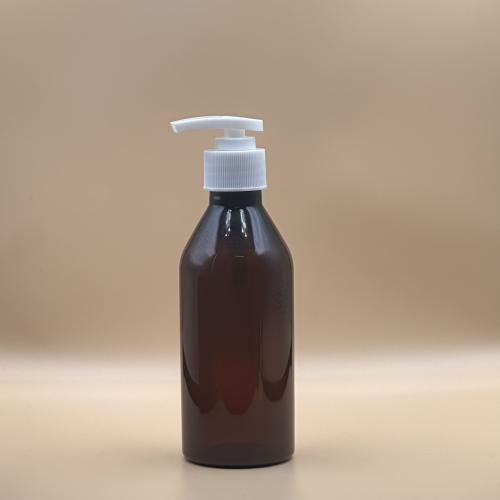 عبوة 250 مل شفاف . بني . غطا ضغاط ابيض28
