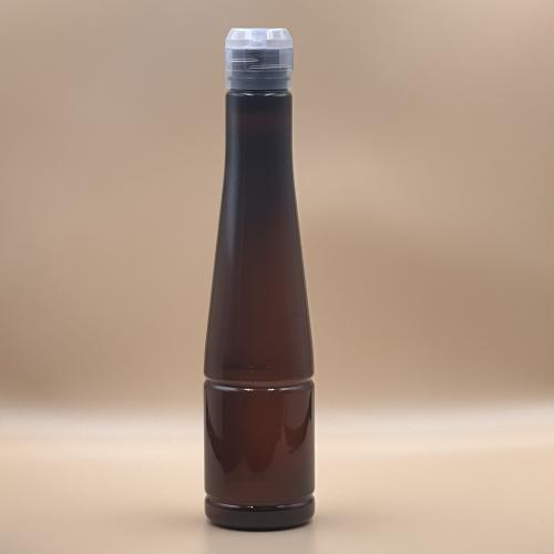عبوه 250 مل بني . غطا شفاف قلاب 28