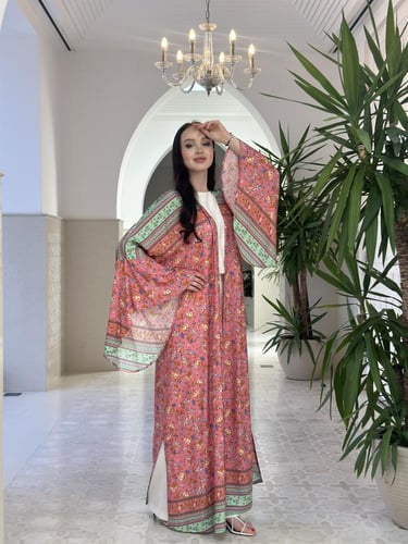 Summer printed cotton abaya