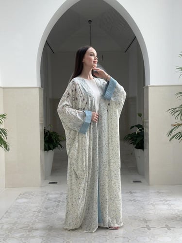 Summer printed cotton abaya