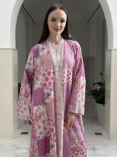 Summer printed cotton abaya