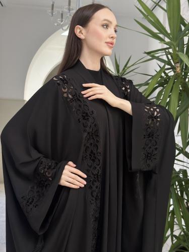 Hand-embroidered silk abaya