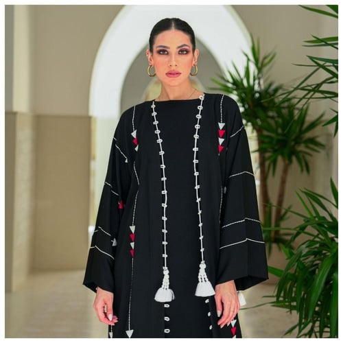 Embroidered crepe abaya