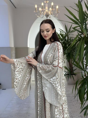 Summer printed cotton abaya