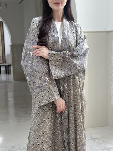 Summer printed cotton abaya