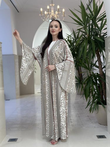 Summer printed cotton abaya