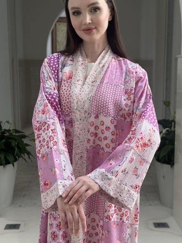 Summer printed cotton abaya