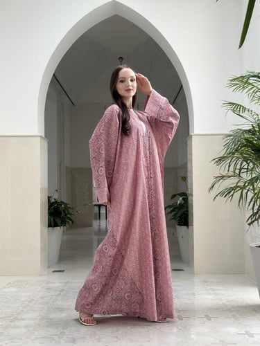 Summer printed cotton abaya