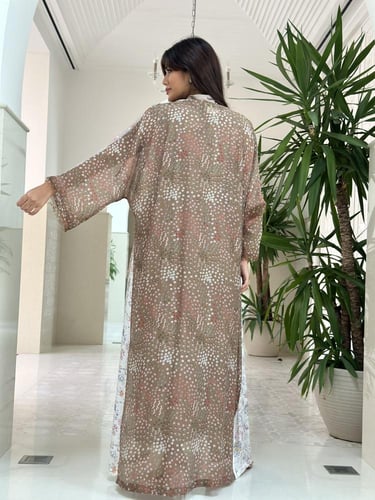 Lightweight printed voile abaya, perfect for daily...