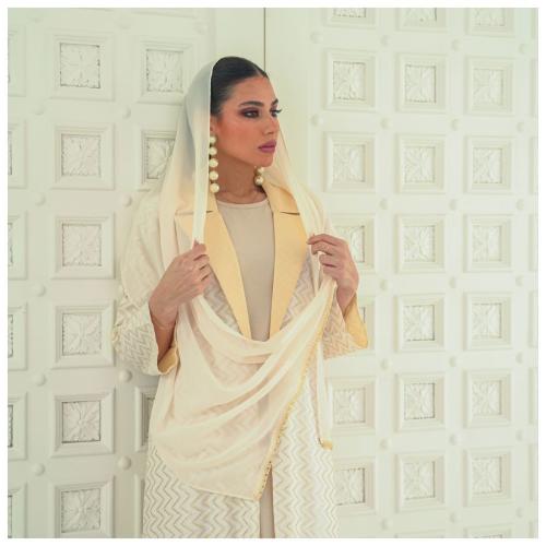Butter yellow abaya with collar
