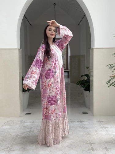 Summer printed cotton abaya