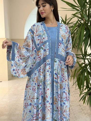Summer abaya with plain dress