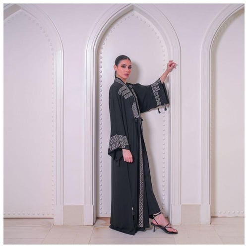 Embroidered silk abaya