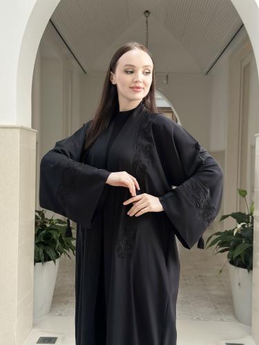 Hand-embroidered silk abaya