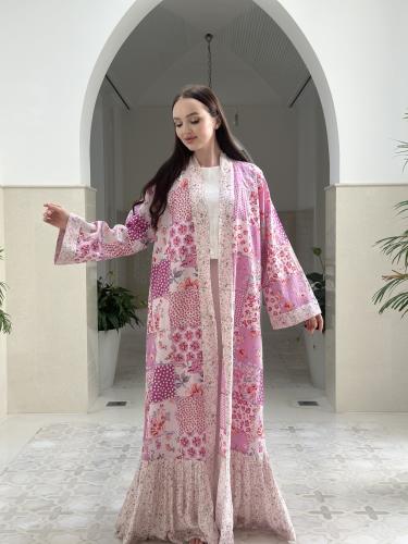 Summer printed cotton abaya
