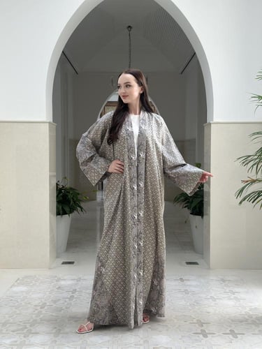 Summer printed cotton abaya