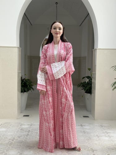 Summer printed cotton abaya