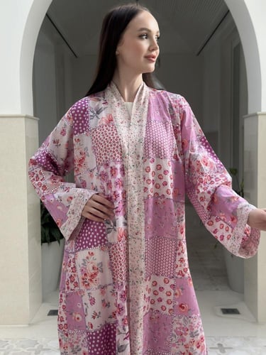 Summer printed cotton abaya