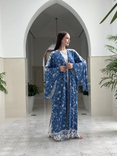 Summer printed cotton abaya