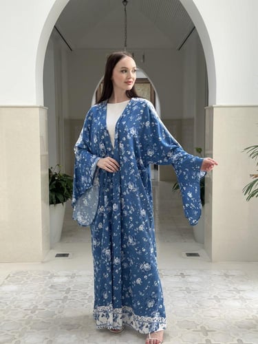Summer printed cotton abaya