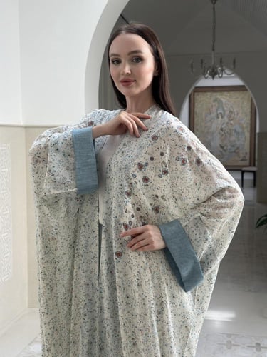 Summer printed cotton abaya