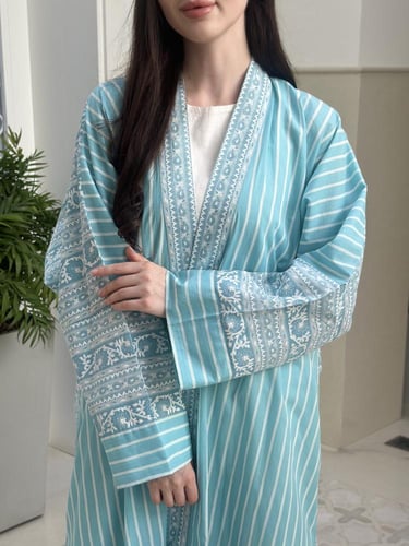 Summer printed cotton abaya