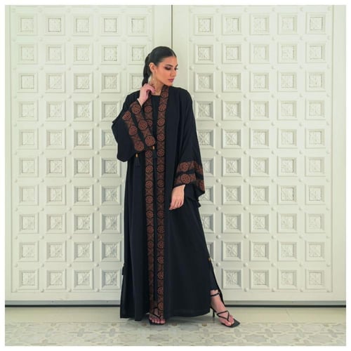 Embroidered silk abaya