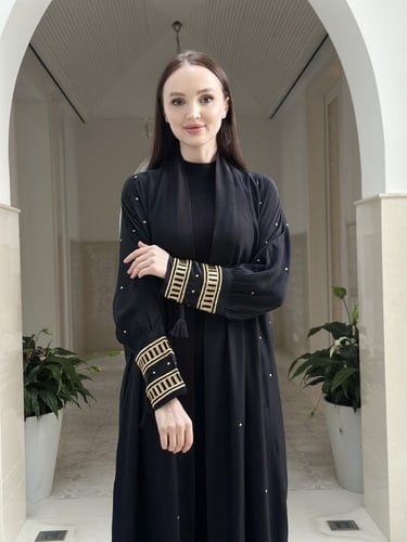 Embroider silk abaya