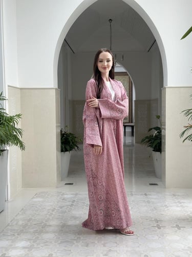 Summer printed cotton abaya