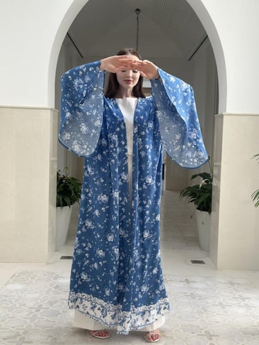Summer printed cotton abaya