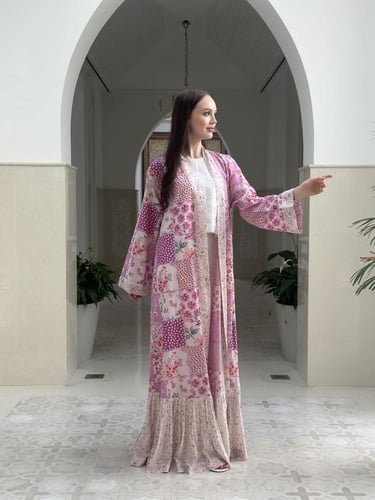 Summer printed cotton abaya